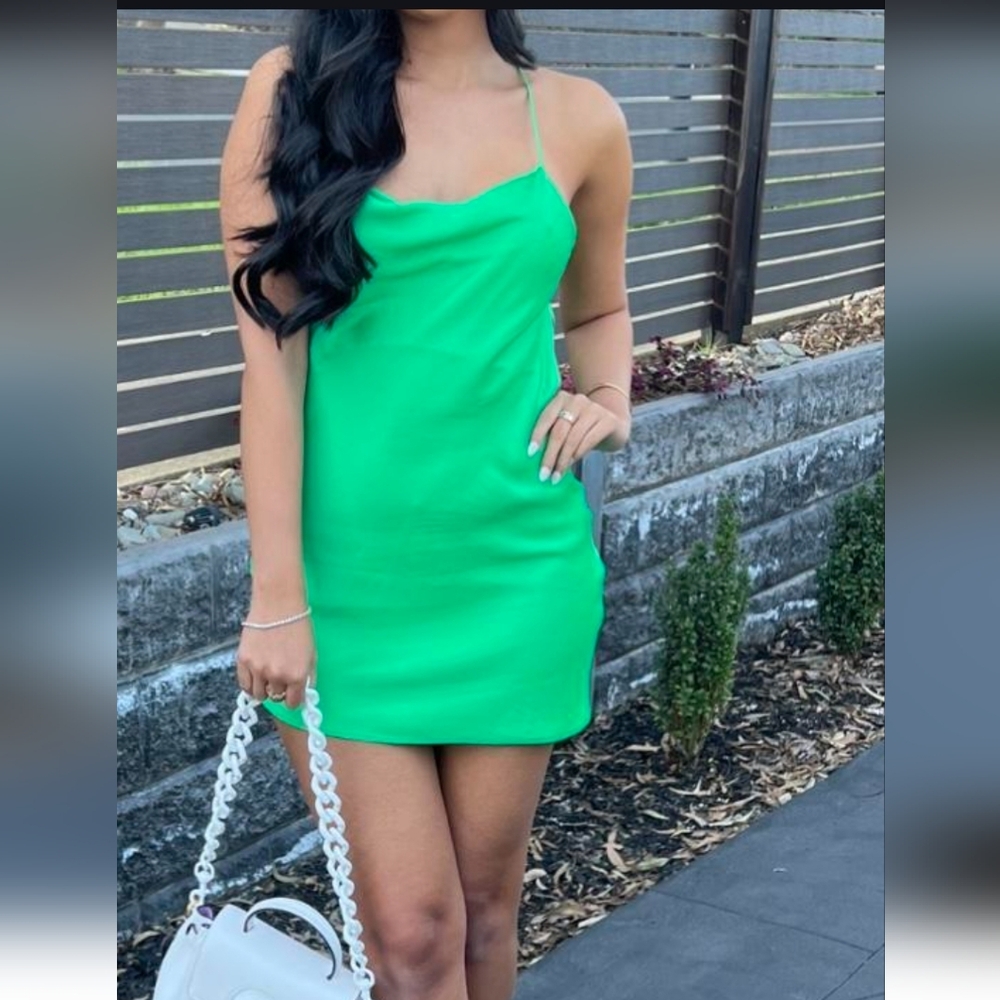Zara Green Satin Mini Dress